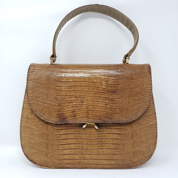Bellestone Handbags - Vintage Bellestone Camel Reptile Handbag